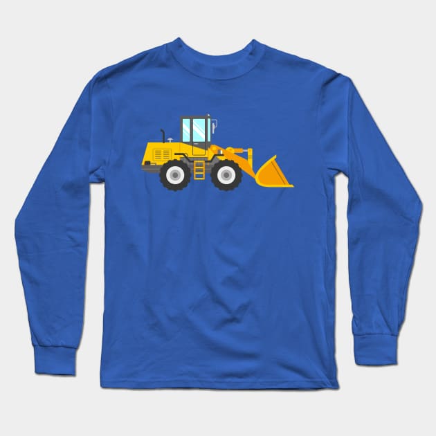 Yellow Bulldozer for Kids Long Sleeve T-Shirt by vladocar